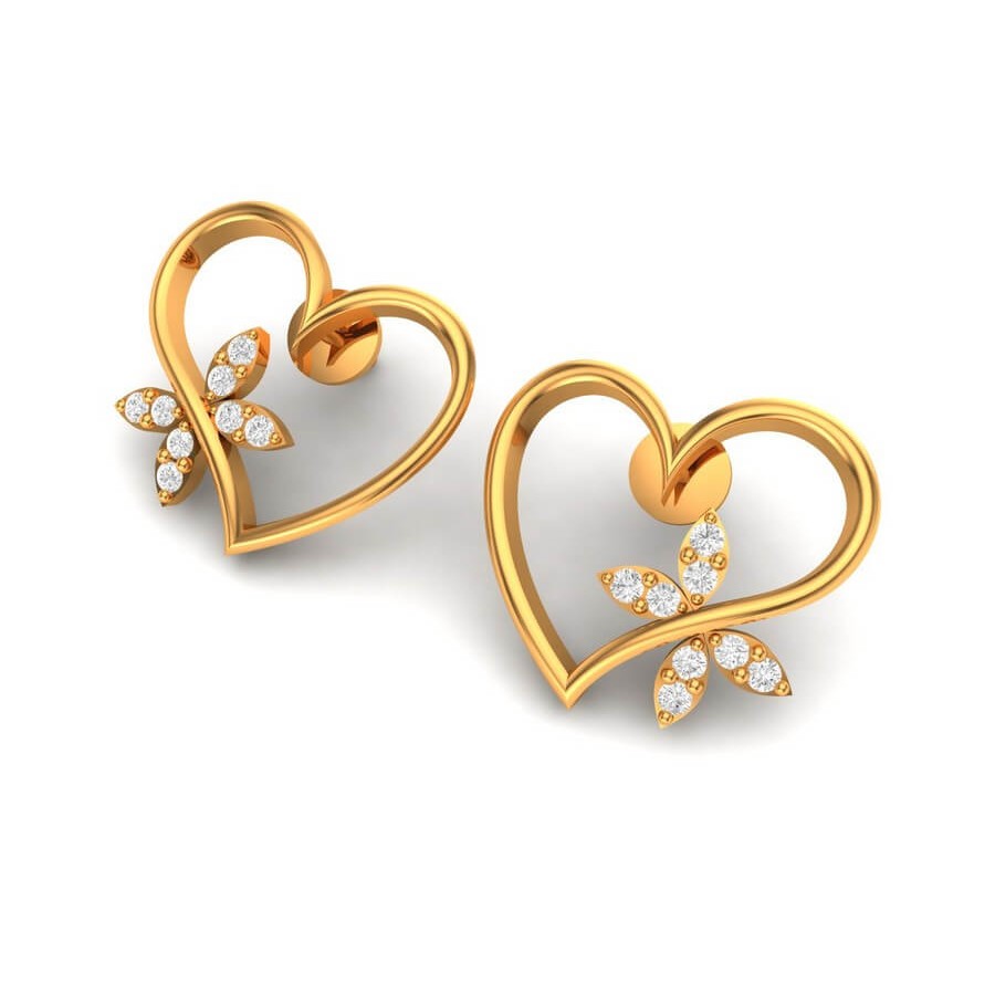 14k Solid Gold Diamond Cut Flat Design Stud Earrings - Luxoptions
