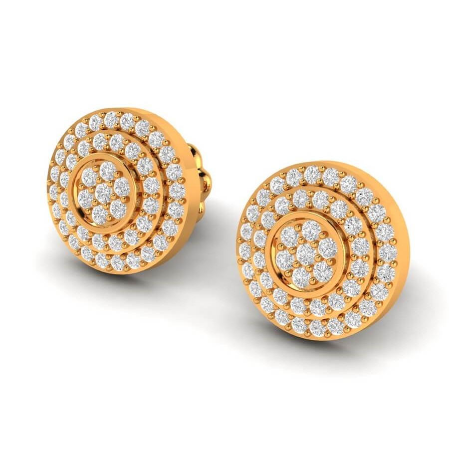 Round Pave Diamond Stud Earrings