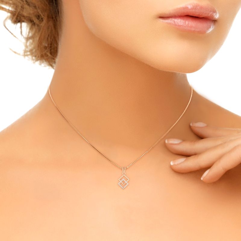 Square 9ct Gold Diamond Necklace | Posh Totty Designs