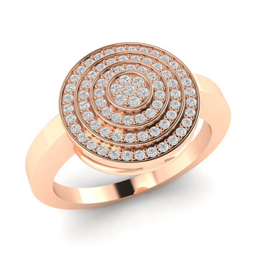 Round Pave Diamond Ring