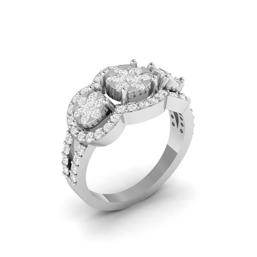 Tri Cluster Diamond Ring