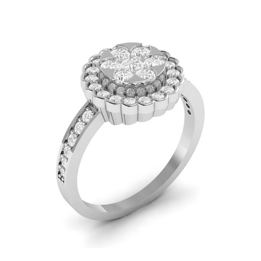 Halo Cluster Diamond Ring